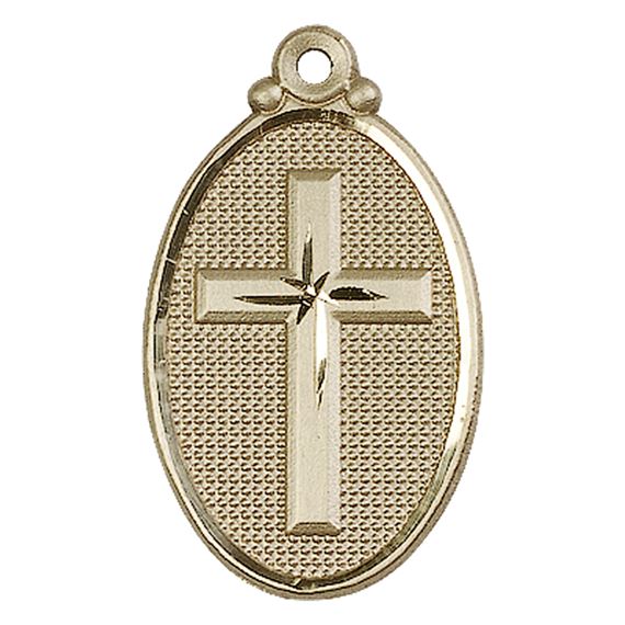 14KT GOLD CROSS MEDAL - 1 1/4" x 3/4"